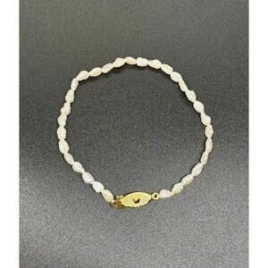 Vintage Dainty Single Strand Baroque White Freshwater Pearl Bracelet